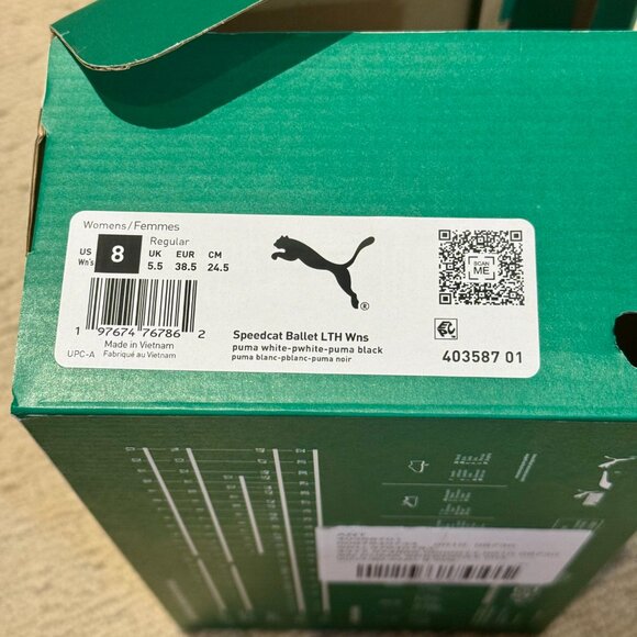 NEW PUMA SPEEDCAT BALLET SHOE SIZE 8 BLACK/WHITE WITH BOX - Picture 6 of 7